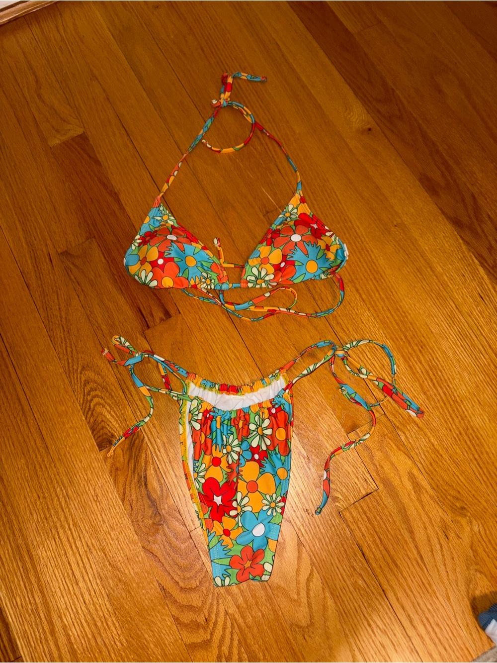 Floral Tie-Side Bikini Top & Bottom - Bright Multi